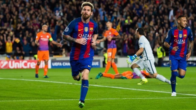 messi cetak hattrick kontra manchester city