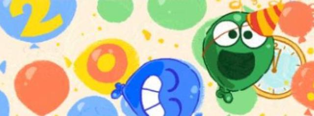 Malam Pergantian Tahun, Balon-Balon Warna Khas Google Berjatuhan di Mesin Pencarinya