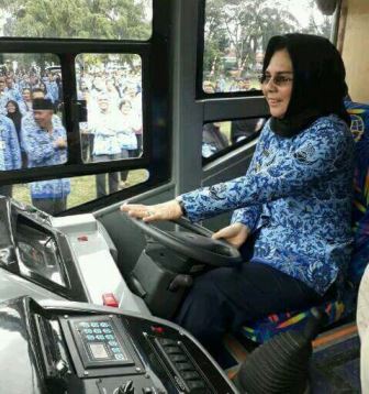 Bus bantuan dari Kemenhub-RI diuji coba