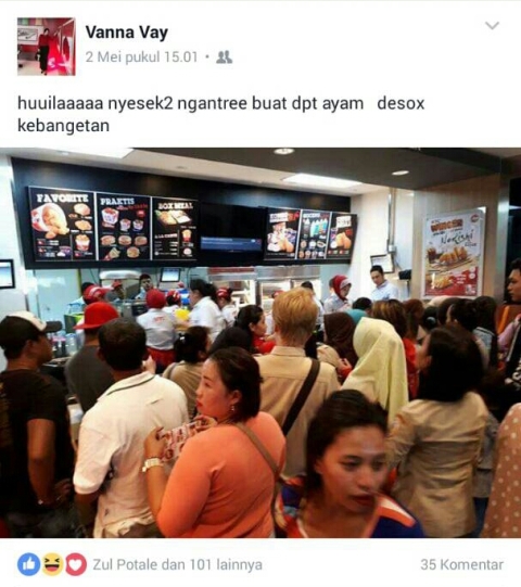 Postingan “Desox Antri di KFC” Jadi Viral