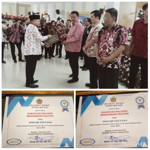Kabupaten Bolsel Berhasil Sandingkan Dua Penghargaan di Akhir Tahun 2018