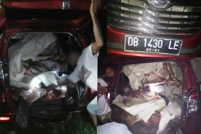 Mobil Berisi Dua Ekor Daging Sapi Curian Digerebek Polisi dan Warga