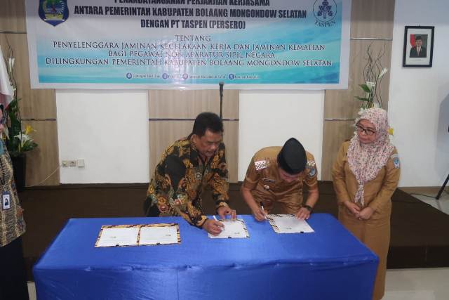 Bupati Bolsel Tandatangani Kerja Sama dengan PT Taspen dan PKS RKUD Payroll ASN
