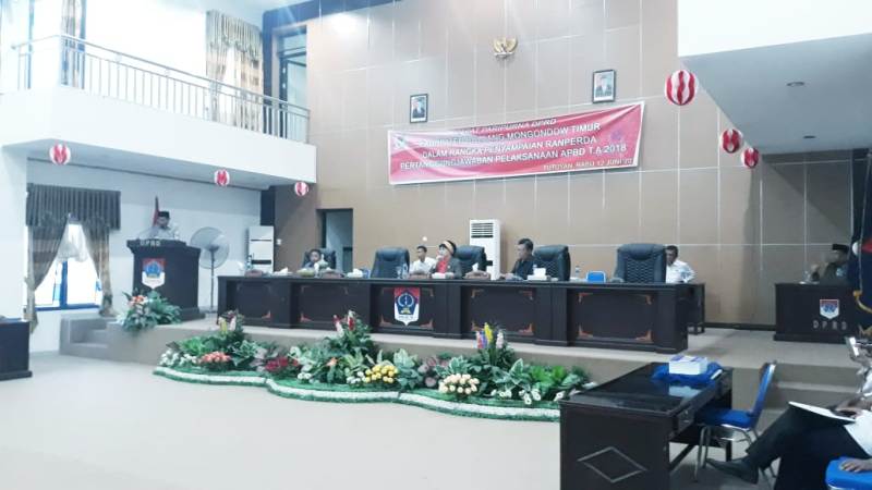 DPRD Boltim Gelar Rapat Paripurna Penyampaian Ranperda Pertanggungjawaban APBD Tahun 2018