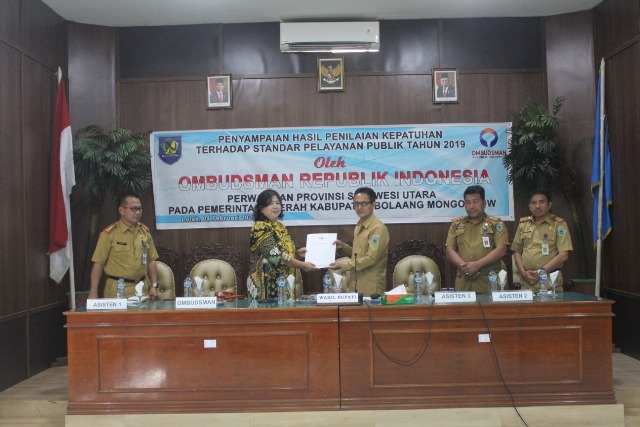 Pemkab Bolmong Masuk Zona Kuning Kepatuhan Standar Pelayanan