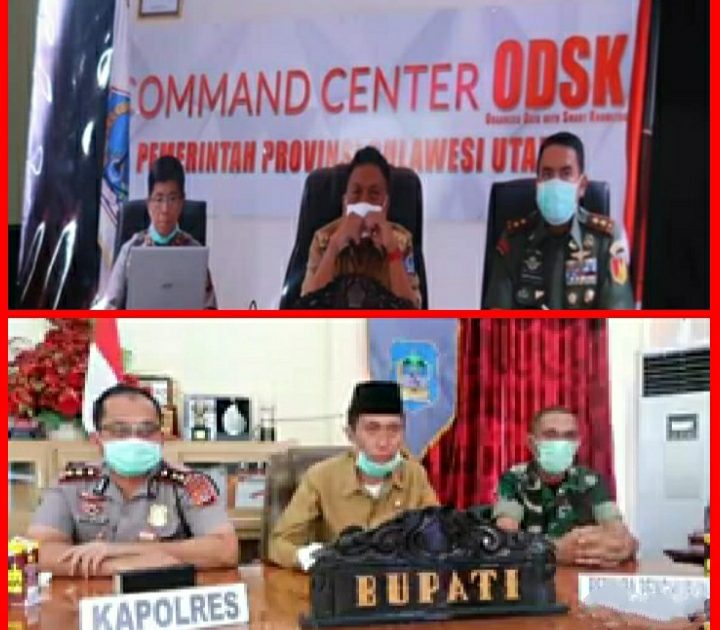 Bupati Bolsel Laporkan Perkembangan Penanganan Covid-19 ke Gubernur Sulut Melalui Vicom