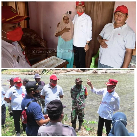 Tinjau Lokasi Kejadian, Pemda Bolsel Berikan Santunan kepada Keluaga Korban Hanyut di Desa Kombot