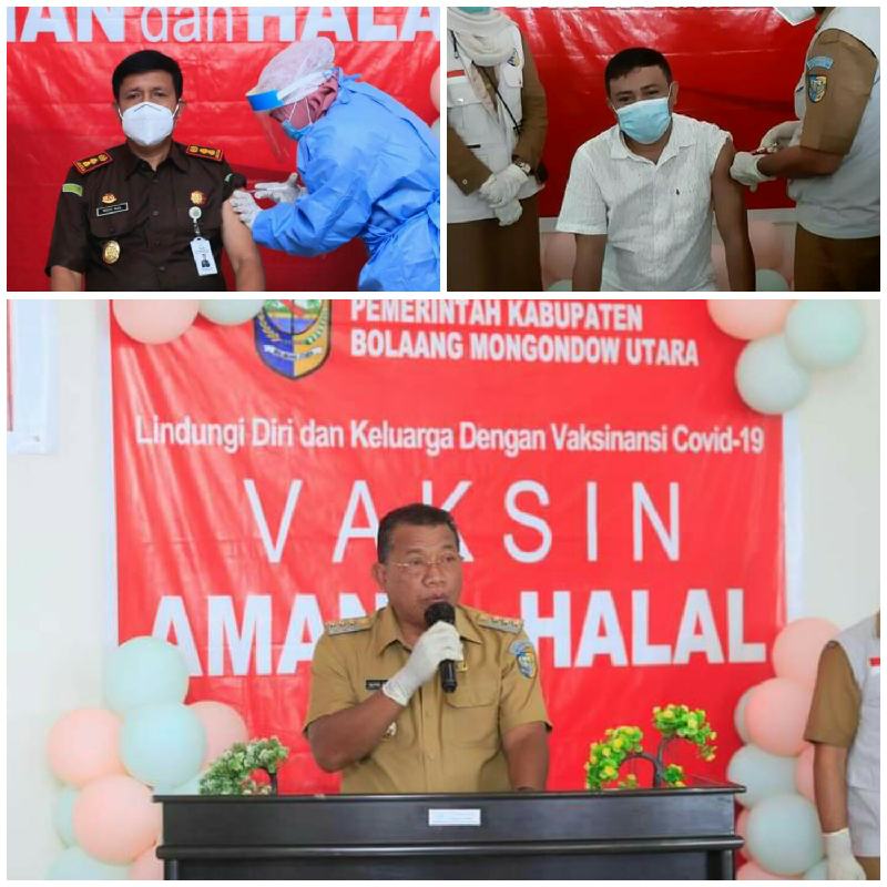 Setelah Dicanangkan Bupati, Kajari dan Ketua PWI Bolmut Orang Pertama Divaksinasi Covid-19