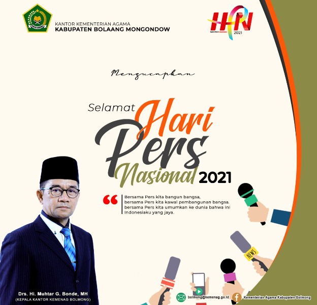 Ucapkan Selamat HPN 2021, Kakan Kemenag Bolmong Sebut Peran Pers Sangat Penting