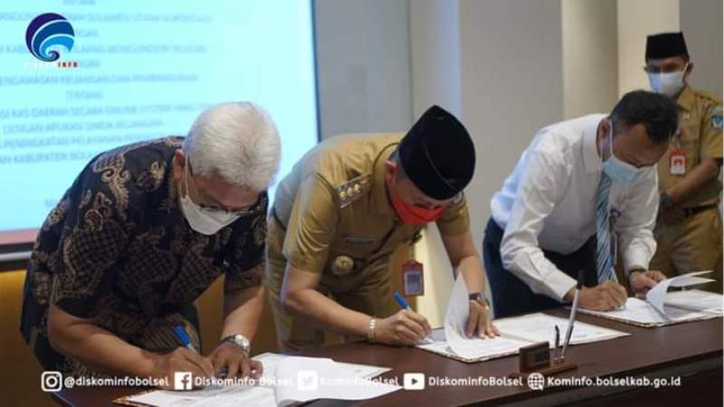 Pemkab Bolsel, Bank SulutGo dan BPKP Lakukan Penandatanganan Kerja Sama Pemanfaatan Aplikasi Kasda Online