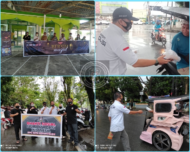 DPC Sahabat Polisi Kotamobagu Kerja Bakti di Masjid dan Bagikan Takjil Gratis