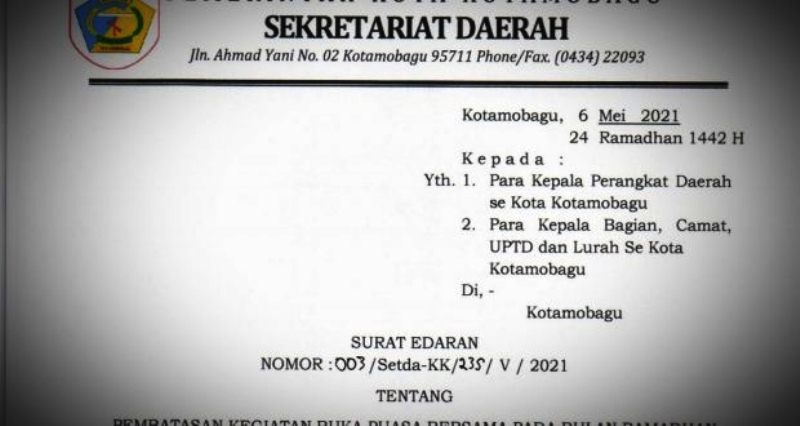 ASN di Lingkup Pemkot Dilarang Mudik