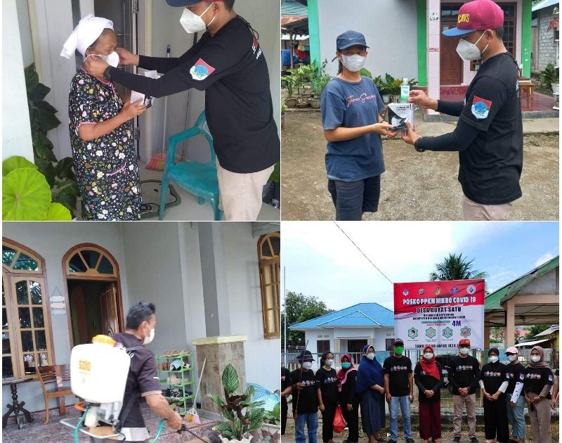 Pemdes Buyat Satu Bagikan Masker dan Hand Sanitizer ke Warganya