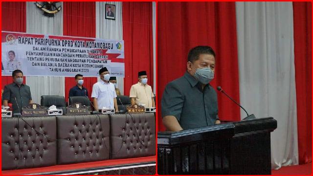 Wakil Wali Kota Nayodo Hadiri Rapat Paripurna DPRD Kotamobagu Terkait Ranperda APBD-P Tahun 2021