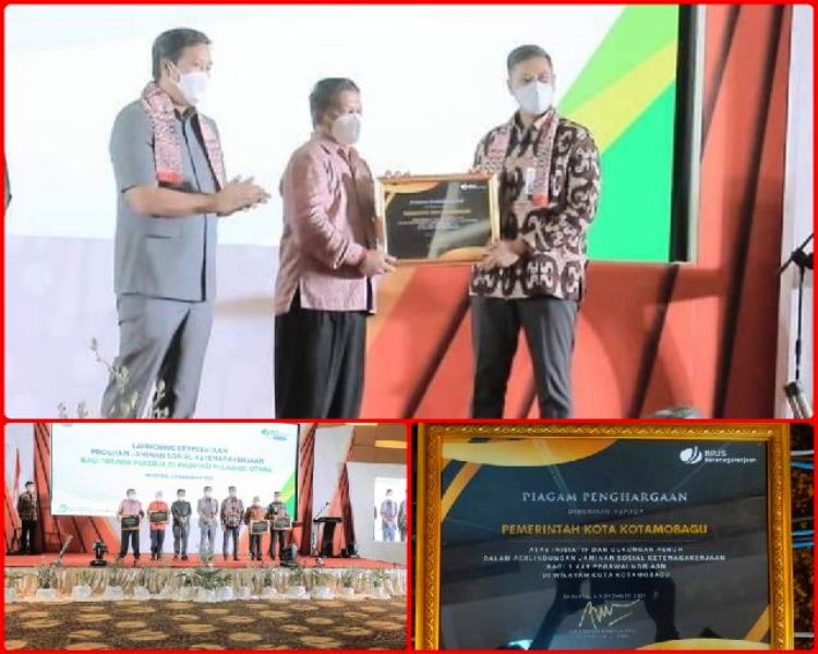 Pemkot Kotamobagu Terima Penghargaan dari BPJS Ketenagakerjaan