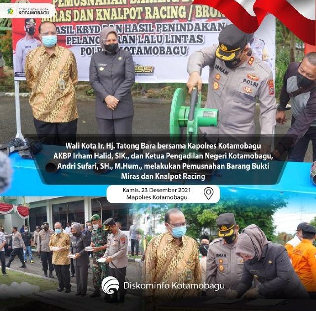 Wali Kota Hadiri Giat Pemusnahan Miras dan Knalpot Bising di Polres Kotamobagu