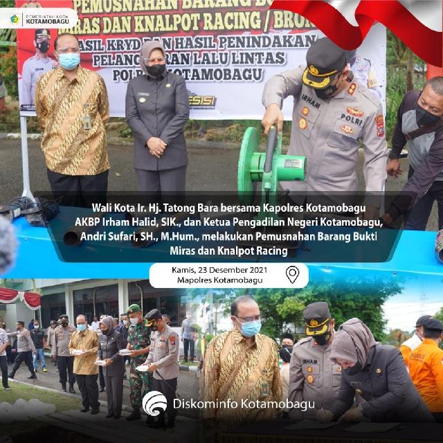 Wali Kota Hadiri Giat Pemusnahan Miras dan Knalpot Bising di Polres Kotamobagu