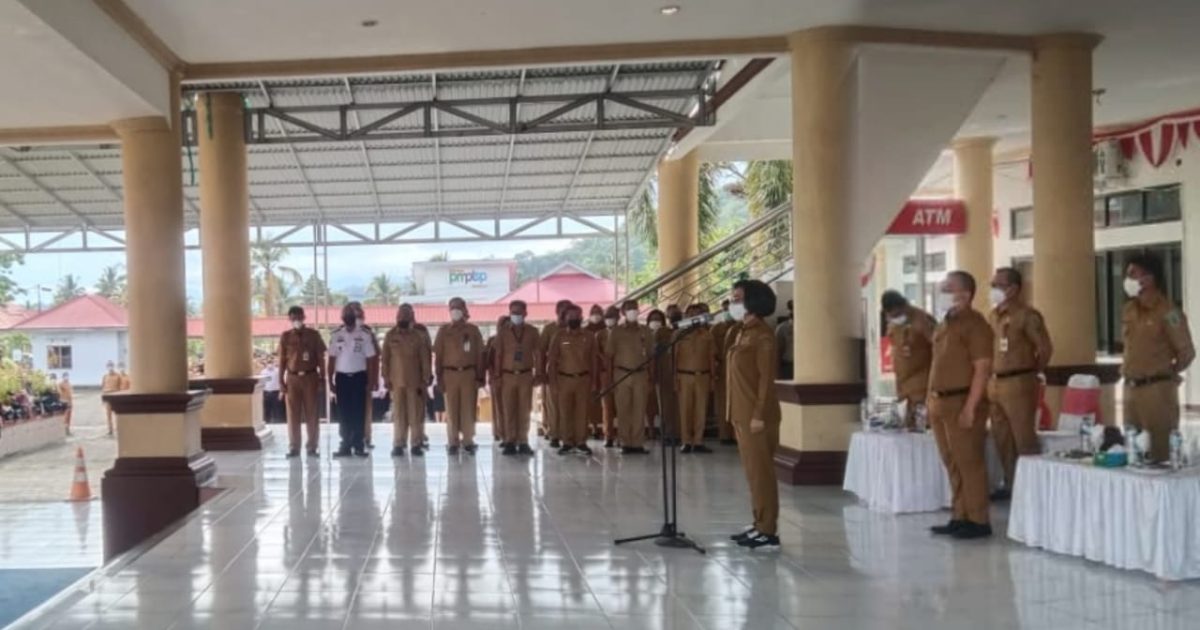 Bupati Bolmong Yasti Soepredjo Mokoagow Pimpin Apel Perdana Pasca Libur Lebaran Idul Fitri 2022