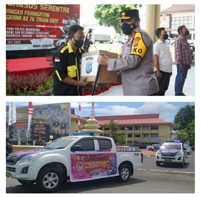 Hari Bhayangkara ke-76, Polda Sulut dan Jajaran Gelar Baksos Religi dan Pemberian Bansos