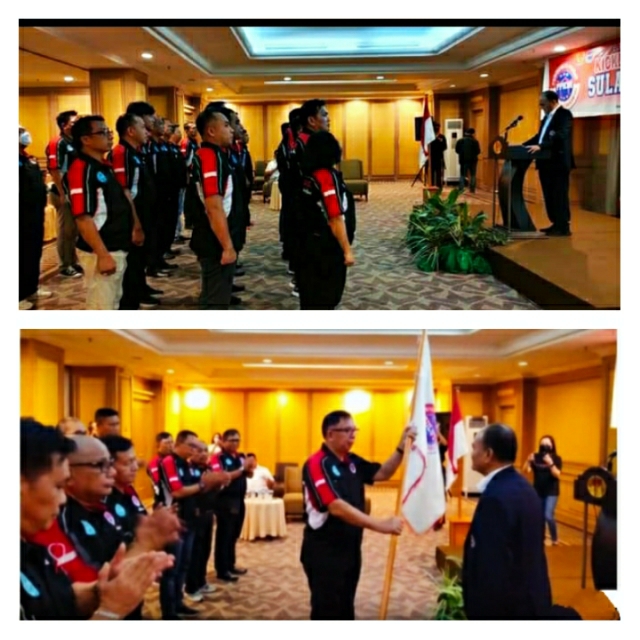 Pengurus KBI Provinsi Sulut Periode 2022-2026 Resmi Dilantik, Meiki Onibala Terima Pataka sebagai Ketua