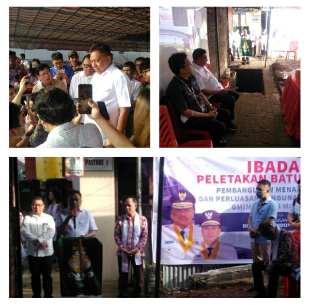 Letakkan Batu Pertama Pembangunan Menara Lonceng di GMIM Zaitun Mahakeret, Olly Ajak Jemaat Bekerja Sama