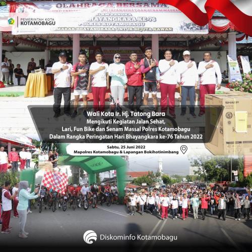 Meriahkan HUT ke-76 Bhayangkara, Wali Kota Kotamobagu Lepas Kegiatan Jalan Sehat