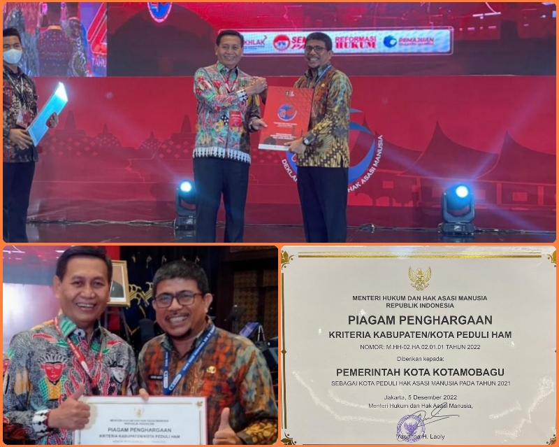 Kotamobagu Kembali Raih Penghargaan Kota Peduli HAM 2021