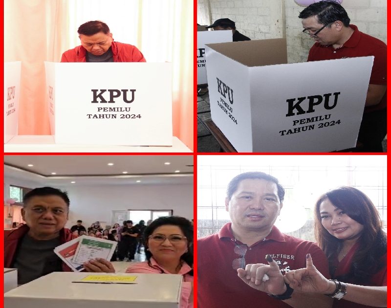 Gubernur Olly Berikan Hak Suara di TPS 03 Bumber, Wagub Steven di TPS 10 Rike