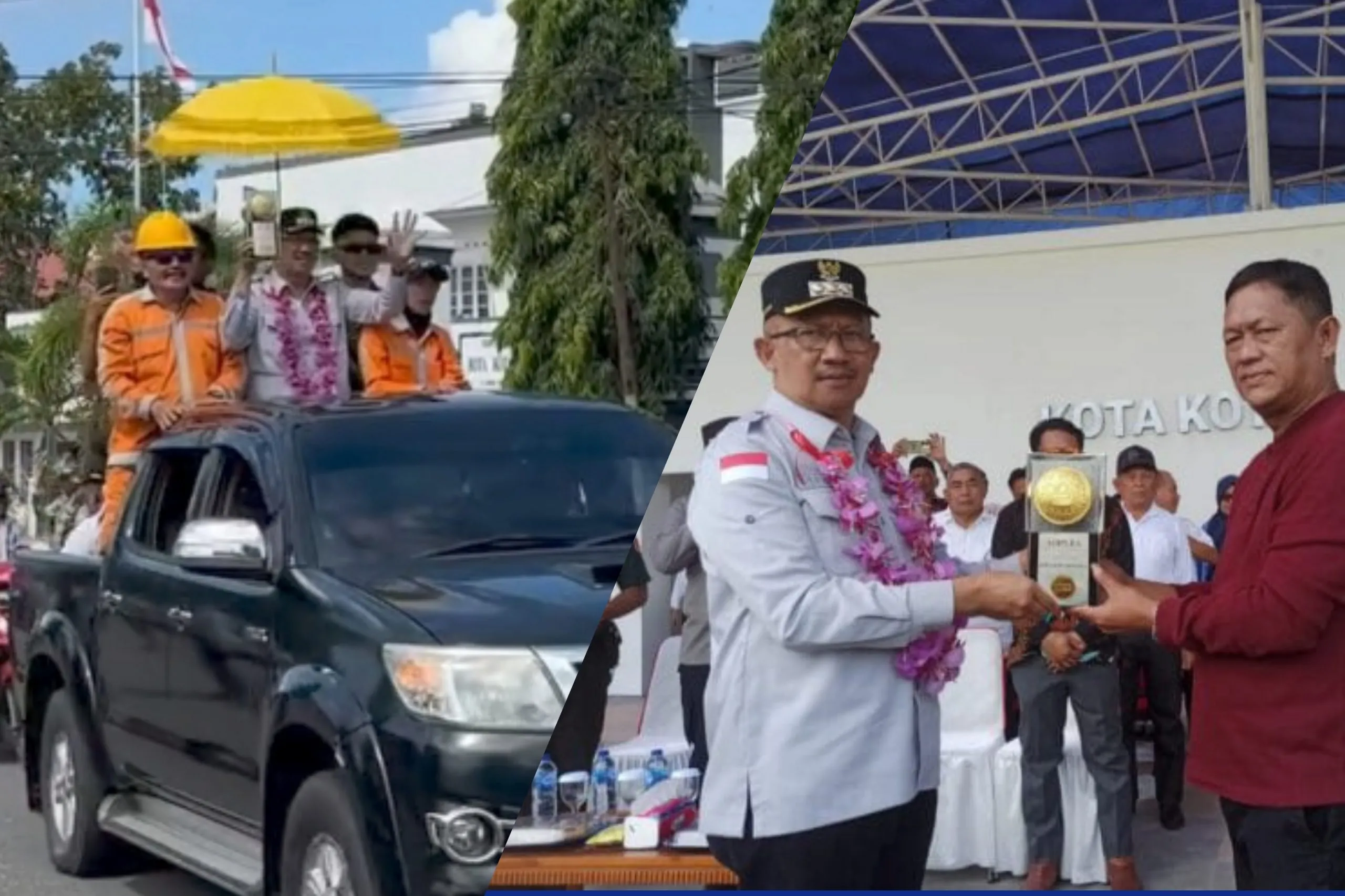 Bersama Petugas Kebersihan, Pj Wali Kota Kotamobagu Pimpin Arak-arakan Piala Adipura ke-10
