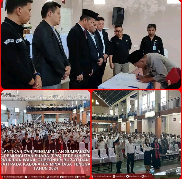 432 Anggota PPS se-Kabupaten Mitra Dilantik, Otnie Tamod Berpesan Harus Netral