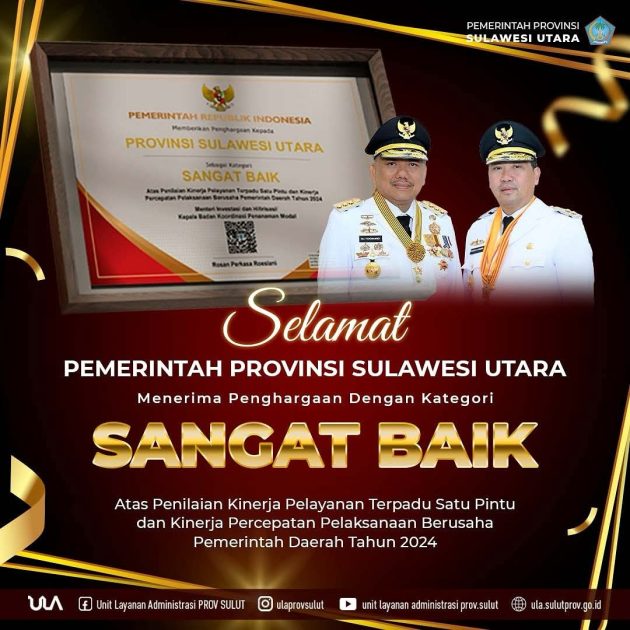 Kerja Nyata OD-SK, Pemprov Sulut Raih Penghargaan Bidang Investasi