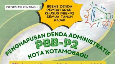 Kabar gembira bagi masyarakat Kota Kotamobagu yang akan melakukan pembayaran Pajak Bumi dan Bangunan (PBB) Pedesaan dan Pekotaan